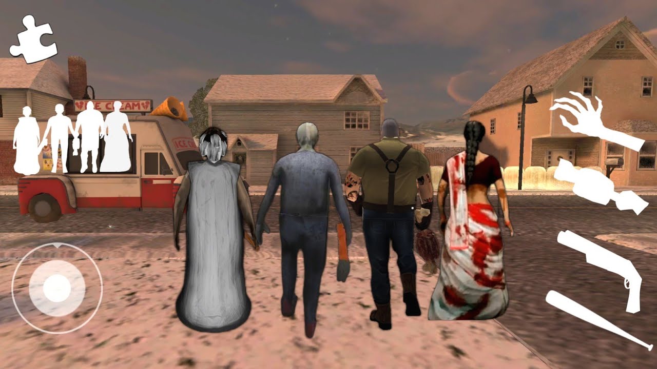 Playing as granny, grandpa, Mr Meat and Kamla in ice scream 2 