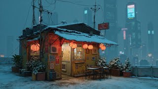 Cozy Lofi Beats from a Snowy Cafe | Night Chill Study & Relax | Urban Winter Vibes 🎵