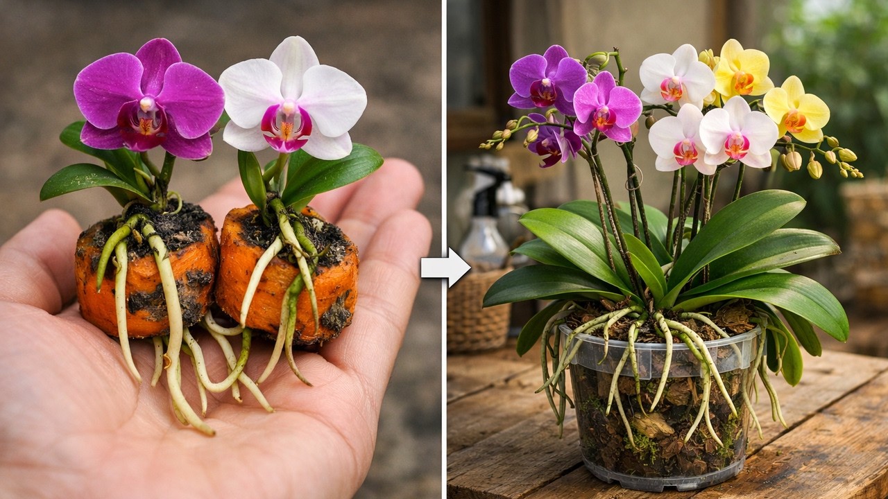 Всего лишь морковь! Орхидеи внезапно и быстро дают 1000 корней — очень экономично.
