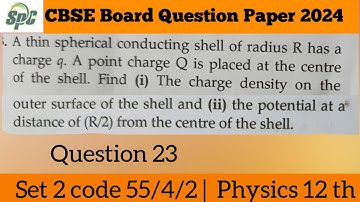 Q23 A thin spherical conducting shell of radius R has a charge q . A point charge Q is placed at the