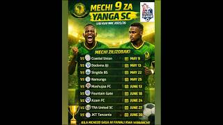 Yanga SC Fixtures 2025/26 ⚽ Mechi Zote ZILIZOBAKI Ligi Kuu NBCPL