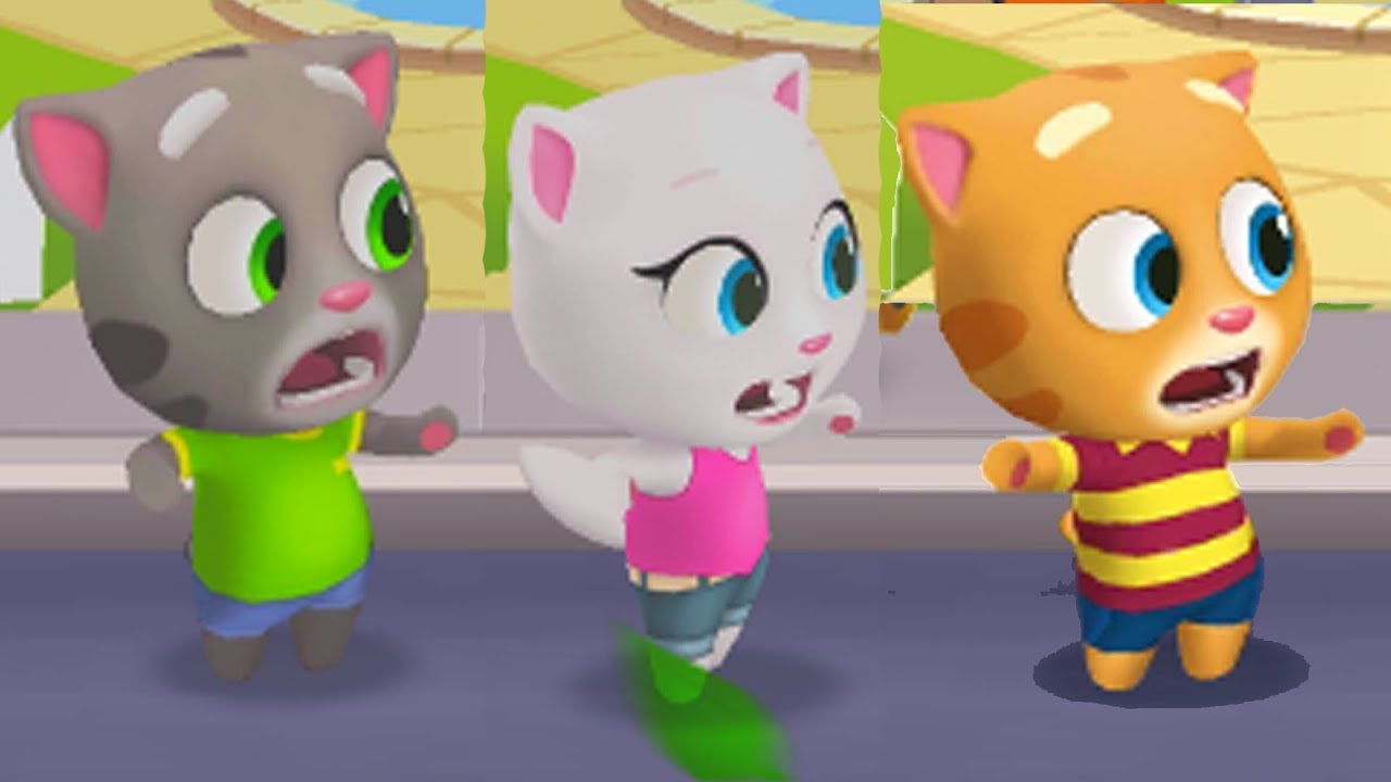 tom vs angela vs ginger - talking tom gold run