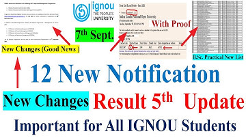 12 New Notification for IGNOU Students, June 2021 Exam Result 5th Update,New Changes,B.Sc Practical