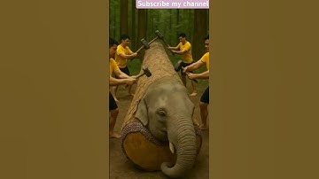 Rescue elephant from giant log #animals #funny #ai #shorts #animation