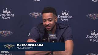 CJ McCollum talks Win, Recovery | Pelicans-76ers Postgame 11\/29\/2023