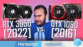 Nvidia&#39;s $300 2022 vs. 2016 $600 GPU, GeForce RTX 3050 vs. GeForce GTX 1080, 50 Game Benchmark
