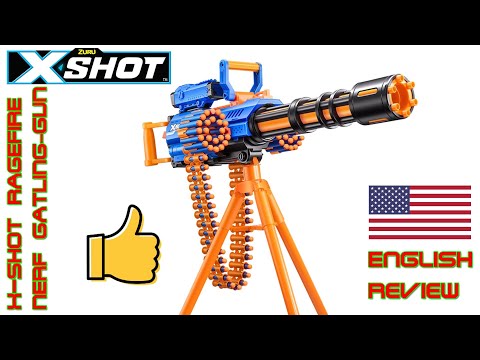 X-Shot Insanity Ragefire, Nerf Gatling, Unboxing, Review and Full  Analysis