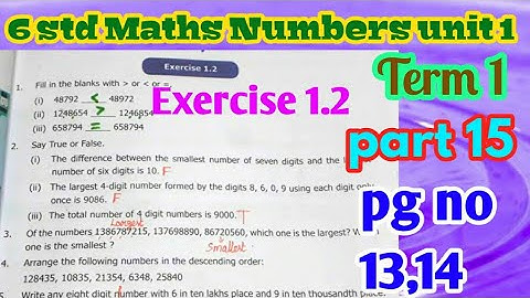 6 std Maths-(unit 1)Numbers- Exercise 1.2-pg no13,14-part 15-Comparison of Numbers-Term 1 samacheer