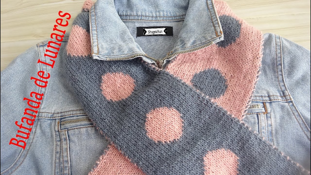 Bufanda de lunares   TEJIDO DOBLE reversible