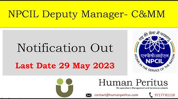 NPCIL Deputy Manager Contract & Material Management (C&MM) exam- New Notification for 2023