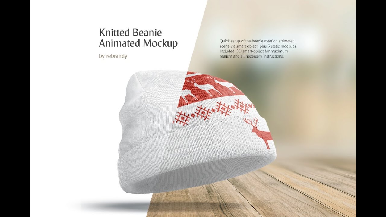 Knitted Beanie Animated Mockup In Apparel Mockups On Yellow Images Creative Store