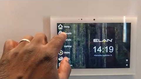 Smart home demo showing  home and away mode Elan touch panel