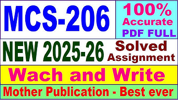 MCS 206 solved assignment 2025-26 in English || mcs 206 solved assignment 2026 || ignou mcs206
