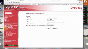 DrayTek Vigor2130 USB Application - iTunes