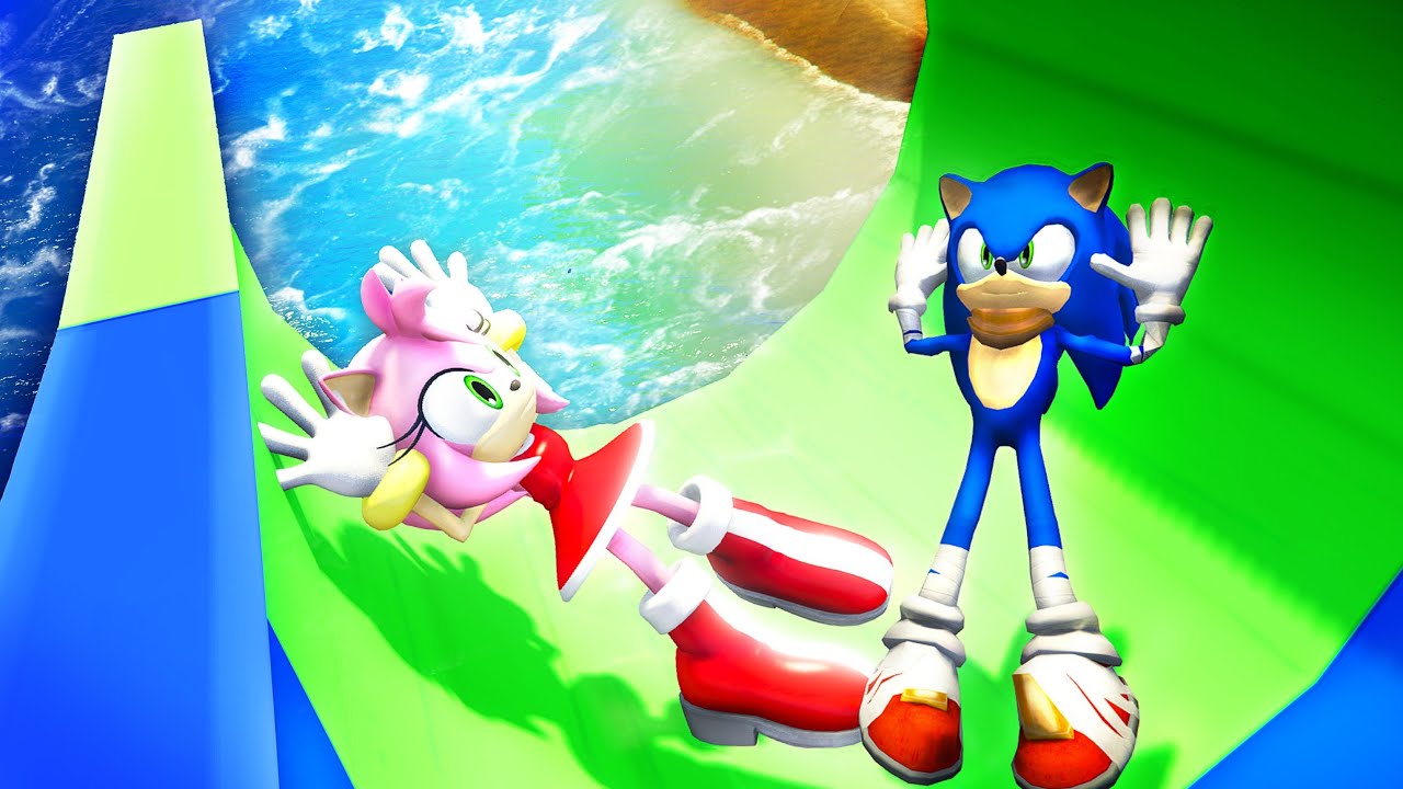 GTA 5 Water Ragdolls | SONIC and AMY Jumps/Fails (Water Slides)