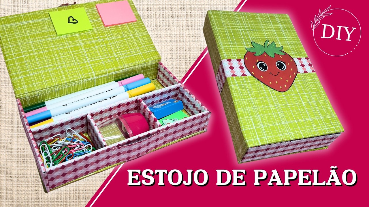 DIY Estojo com Papelão | Organize seus Materiais de Forma Criativa