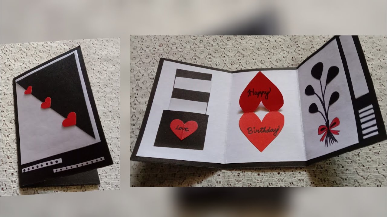 Simple foldable birthday cards making at home!! Using charts YouTube