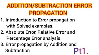 Error propagation in numerical methods  Pt1.