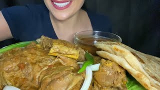 Mukbang eating lamb masala I Paratha  bread اكل لحم خروف ماسالا مع خبز البراتا