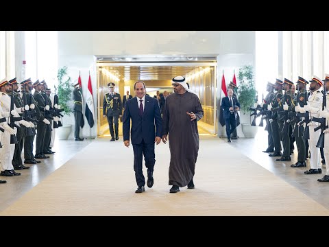 استقبله رئيس الدولة الرئيس المصري يصل البلاد في زيارة عمل