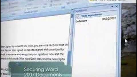 Microsoft Office Word 2007 Tip - Digital Signatures