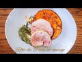 【豚肉のロティ】南仏のカボチャ、クルジュとその種のペストソース。Rôti de Porc et courge sauce pesto grain de courge 【フランス料理】