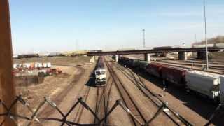 BNSF 9633 East and BNSF 4755 Meet at Northtown (4/26/2013)