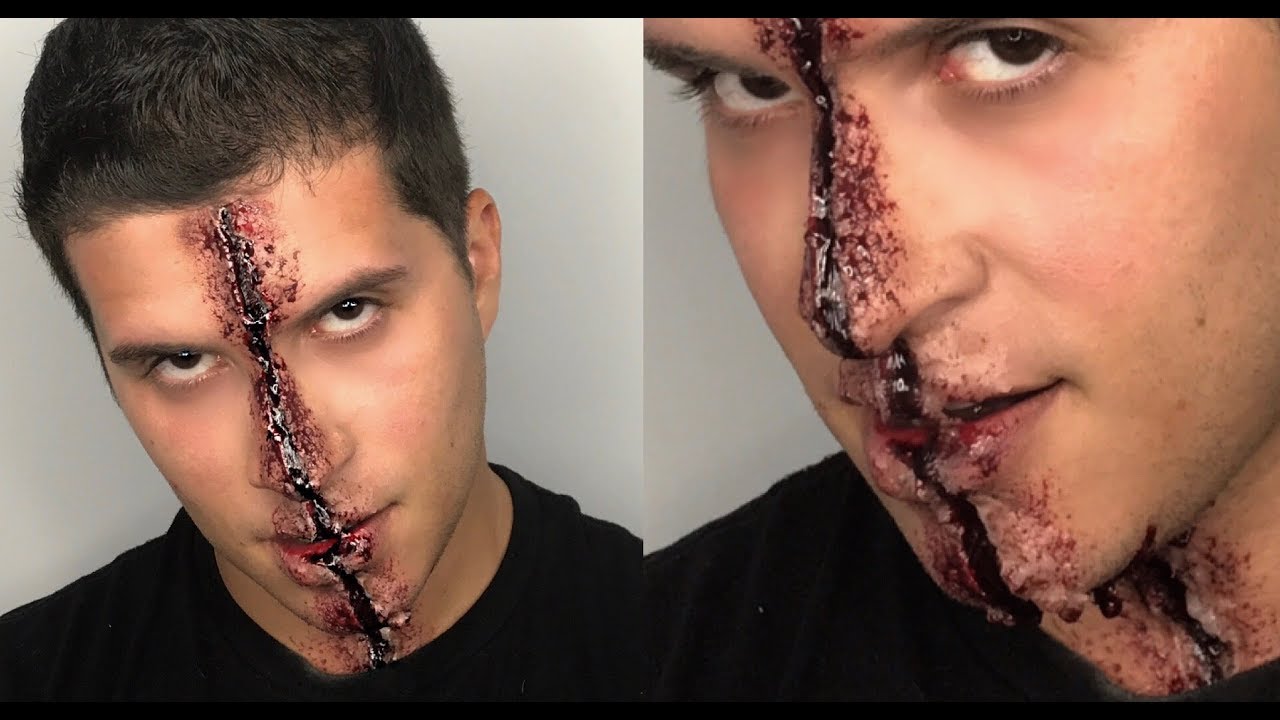 SFX Cut  Split face  Halloween  makeup  tutorial 2022 YouTube