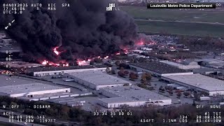 CHOPPER FOOTAGE shows UPS plane crash aftermath in Louisville, Kentucky