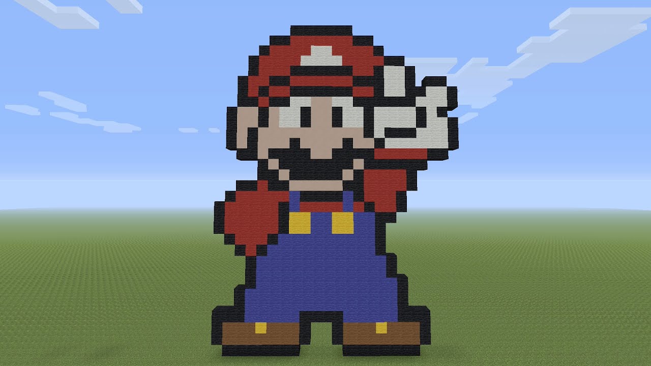 Minecraft pixel Art - Mario Peace Sign - YouTube