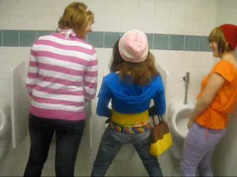 together Girls and boys peeing