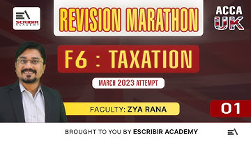 ACCA | F6 | TX - Taxation Revision Class 01 | Zya Rana (Eng)