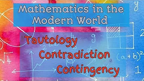 TAUTOLOGY, CONTRADICTION and CONTINGENCY | LOGIC || Mathematics in the Modern World