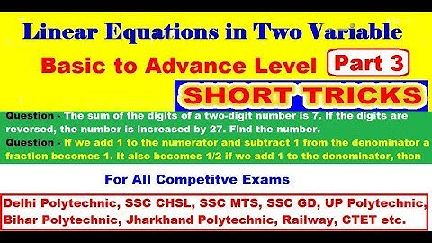 Linear equation in two variables Part 3 | polytechnic maths tricks | BMS | delhi polytechnic 2020