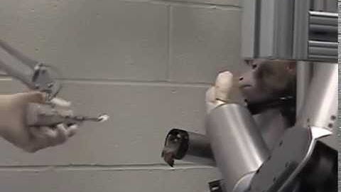 Monkey controlling a robotic arm through sensors attached to it