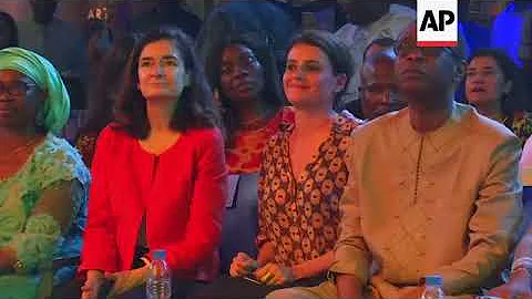 Macron attends cultural event at New Africa Shrine in Lagos