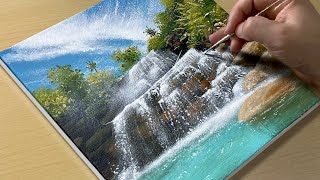 How to Draw a Cool Waterfall / Acrylic Painting for Beginners