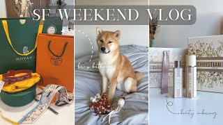 SPEND THE WEEKEND IN SF! | Goyard, Hermes, Dior unboxing, Bori's birthday, Lululemon haul, art fair!