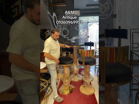 كرسي بار متحرك وترابيزه استانلس استانلس استانلس استيل ديكورات تنفيذ حسب الطلب كرسي