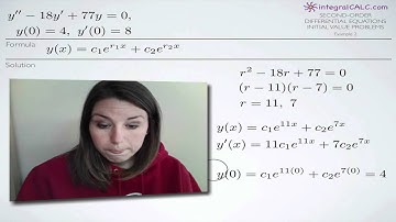 Second-Order Differential Equations Initial Value Problems Example 2 (KristaKingMath)