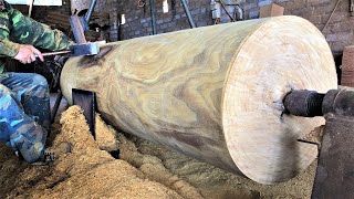 Woodworking Large Extremely Dangerous // Super Woodturning, Techniques Work With Giant Wood Lathes