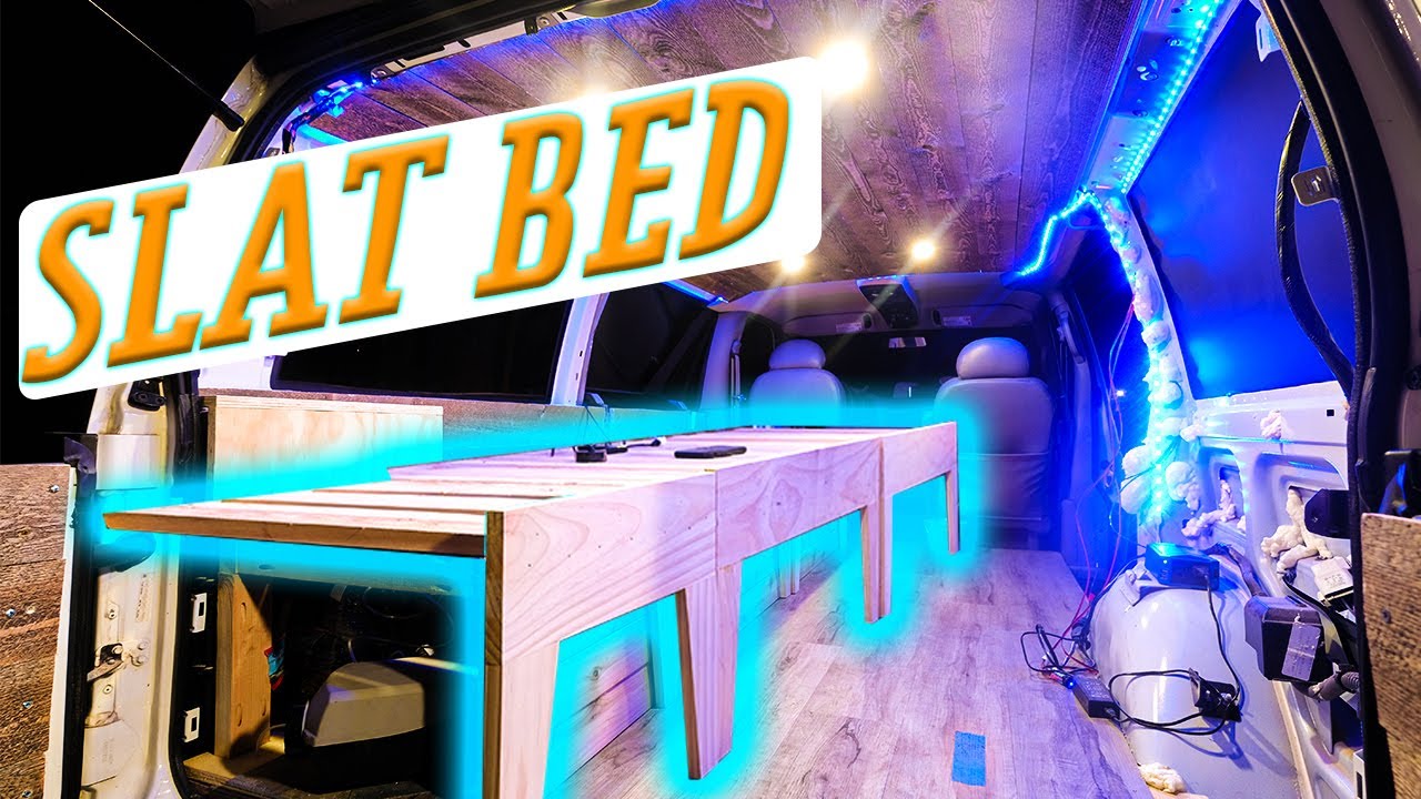 BEST Pull Out Slat Bed Astro Van Camper Conversion YouTube