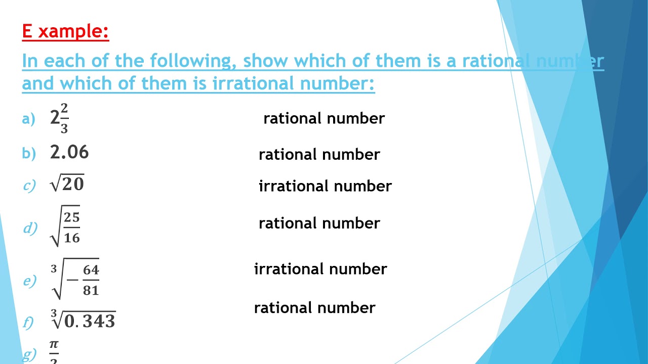 Irrational Numbers Numbers