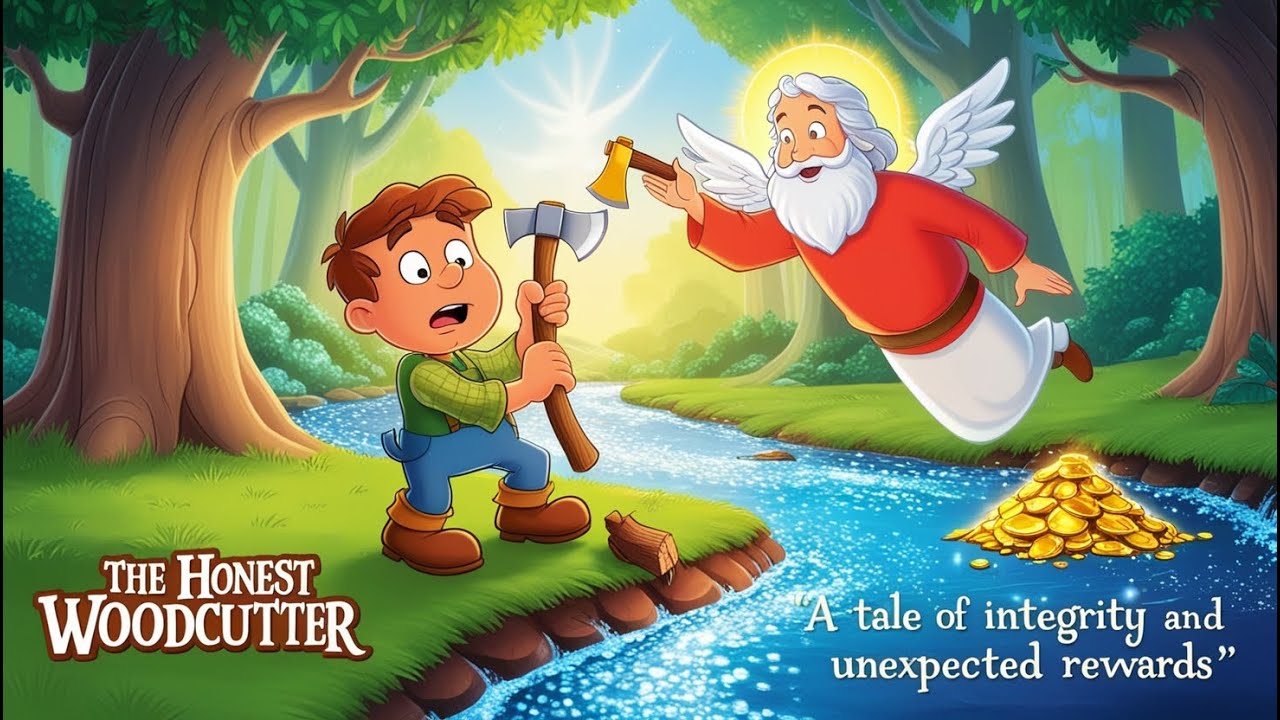 The Honest Woodcutter Story in English | Moral stories for Kids ...