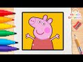 Peppa Pig Drawing, Painting and Coloring for Kids | Easy Peppa Pig Drawing for Kids and Toddlers