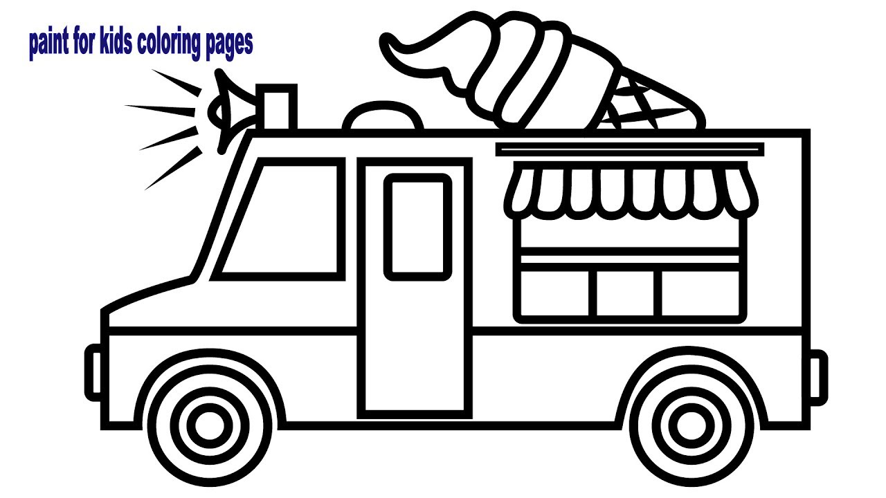 Coloring Ice Cream, Truck, Coloring Pages for Kids, Drawing and