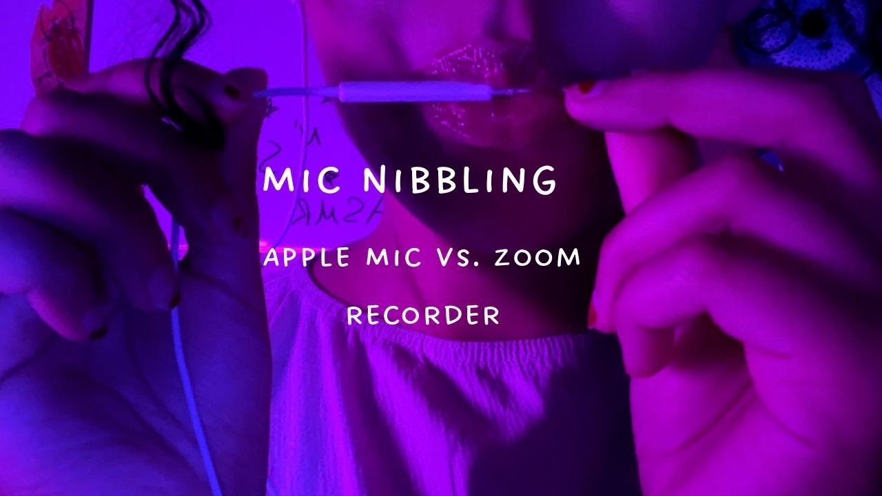 ASMR Mic Nibbling 🍎 Apple Headphones vs Zoom Recorder | Soft Whisper Triggers
