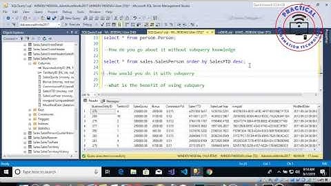 SubQuery tutorial with Sql Server and Adventure works Part ||. How to do select without subqueries