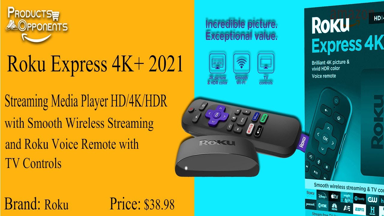 Roku Express 4K+ 2021 Streaming Media Player HD, 4K, HDR, 2021 YouTube