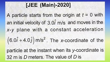 A particle starts from the origin at t=0 with an initial velocity of 3.0i m/s...| Doubtify JEE